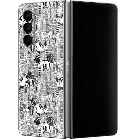 Disney Mickey Mouse Cityscape Sketch Galaxy Z Fold4 5G Skin