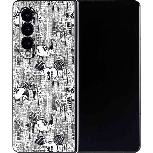 Disney Mickey Mouse Cityscape Sketch Galaxy Z Fold4 5G Skin