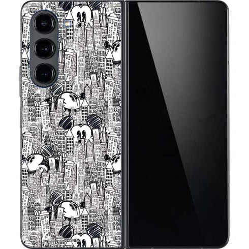 Disney Mickey Mouse Cityscape Sketch Galaxy Z Fold5 5G Skin