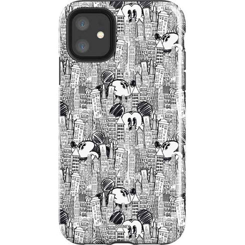 Disney Mickey Mouse Cityscape Sketch iPhone 11 Impact Case
