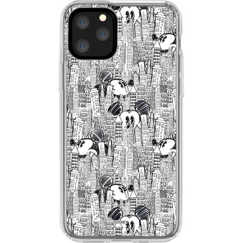 Disney Mickey Mouse Cityscape Sketch iPhone 11 Pro Clear Case