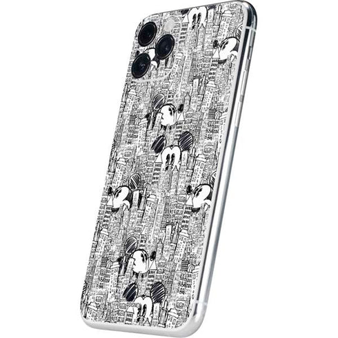 Disney Mickey Mouse Cityscape Sketch iPhone 11 Pro Skin