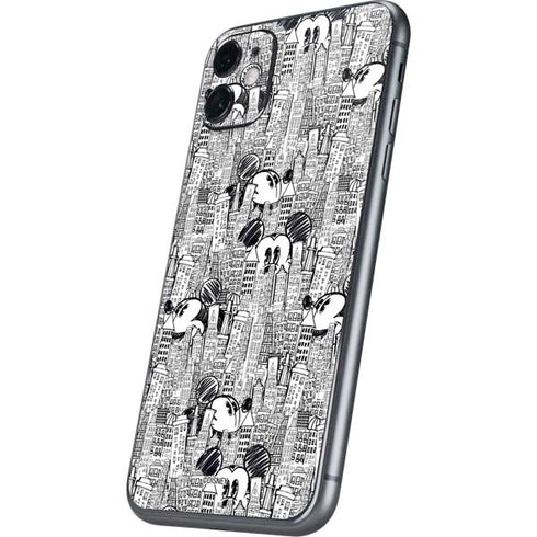Disney Mickey Mouse Cityscape Sketch iPhone 11 Skin