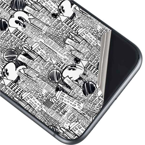 Disney Mickey Mouse Cityscape Sketch iPhone 11 Skin