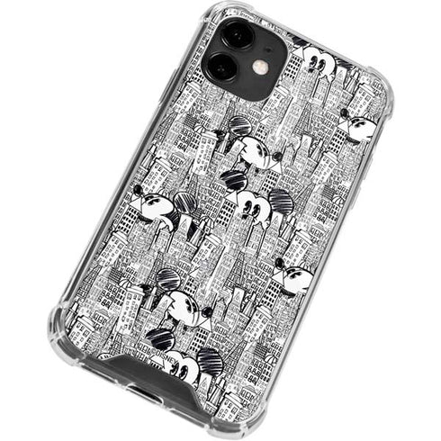Disney Mickey Mouse Cityscape Sketch iPhone 12 Clear Case