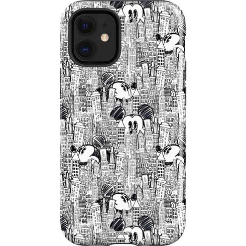 Disney Mickey Mouse Cityscape Sketch iPhone 12 Mini Impact Case