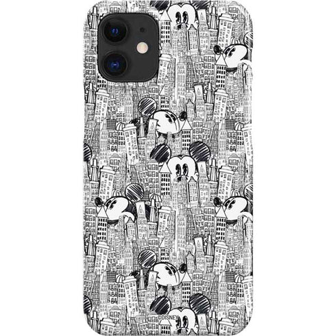Disney Mickey Mouse Cityscape Sketch iPhone 12 Mini Lite Case