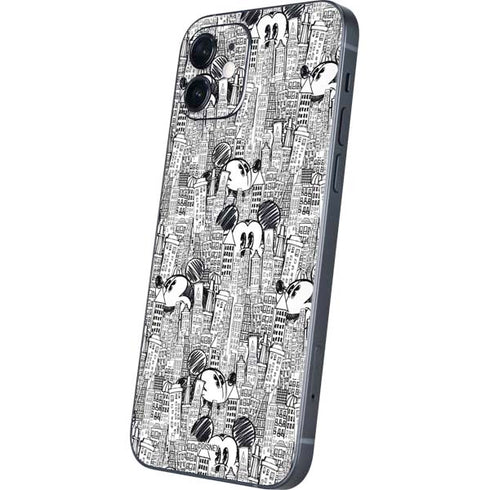 Disney Mickey Mouse Cityscape Sketch iPhone 12 Mini Skin