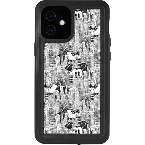 Disney Mickey Mouse Cityscape Sketch iPhone 12 Mini Waterproof Case
