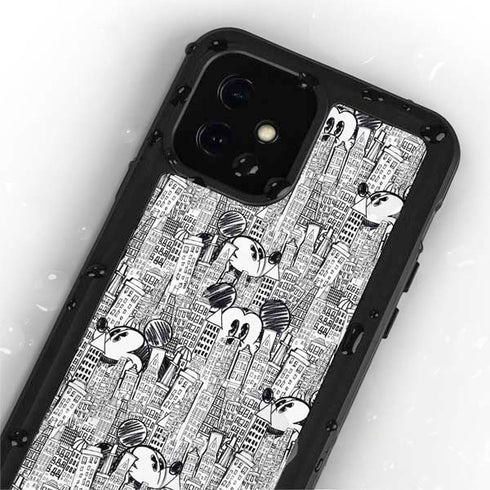 Disney Mickey Mouse Cityscape Sketch iPhone 12 Mini Waterproof Case