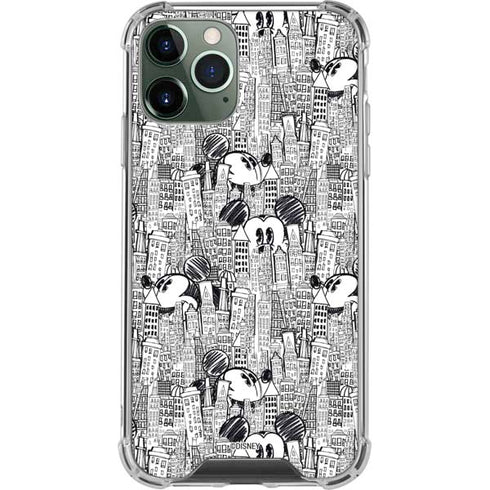 Disney Mickey Mouse Cityscape Sketch iPhone 12 Pro Clear Case