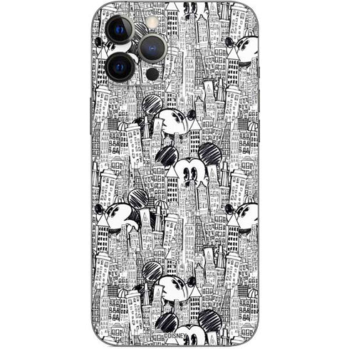 Disney Mickey Mouse Cityscape Sketch iPhone 12 Pro Max Skin