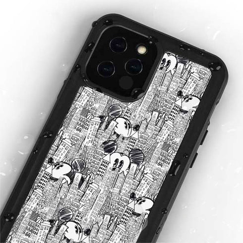 Disney Mickey Mouse Cityscape Sketch iPhone 12 Pro Max Waterproof Case