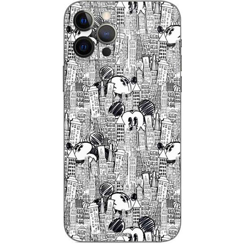Disney Mickey Mouse Cityscape Sketch iPhone 12 Pro Skin