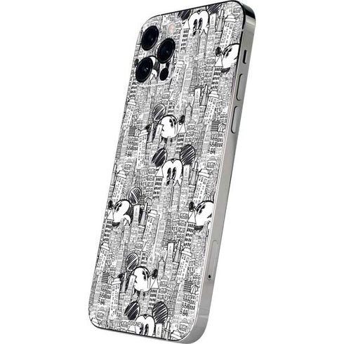 Disney Mickey Mouse Cityscape Sketch iPhone 12 Pro Skin