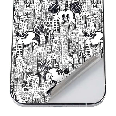 Disney Mickey Mouse Cityscape Sketch iPhone 12 Pro Skin