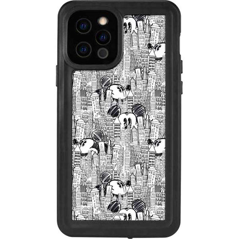 Disney Mickey Mouse Cityscape Sketch iPhone 12 Pro Waterproof Case