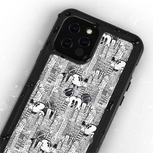 Disney Mickey Mouse Cityscape Sketch iPhone 12 Pro Waterproof Case