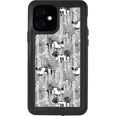 Disney Mickey Mouse Cityscape Sketch iPhone 12 Waterproof Case