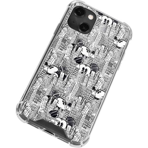 Disney Mickey Mouse Cityscape Sketch iPhone 13 Mini Clear Case