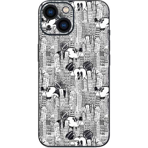 Disney Mickey Mouse Cityscape Sketch iPhone 13 Mini Skin