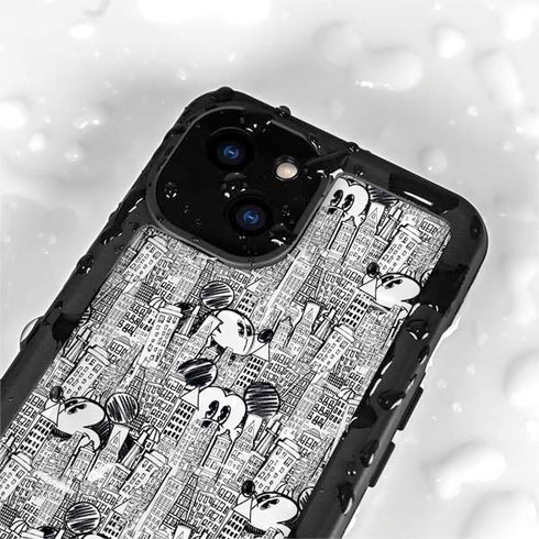 Disney Mickey Mouse Cityscape Sketch iPhone 13 Mini Waterproof Case