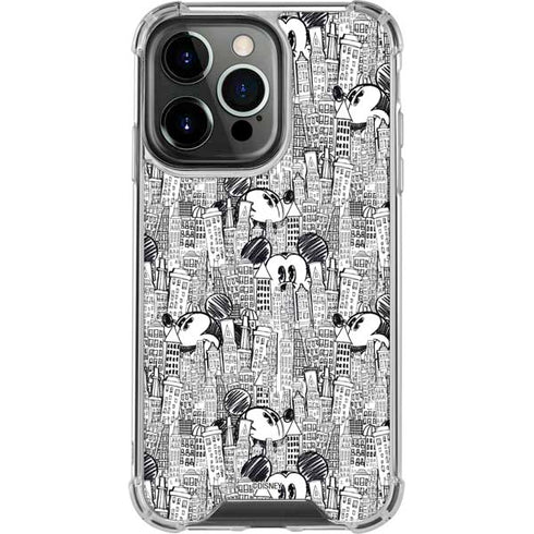 Disney Mickey Mouse Cityscape Sketch iPhone 13 Pro Clear Case