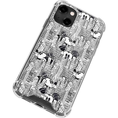 Disney Mickey Mouse Cityscape Sketch iPhone 14 Clear Case