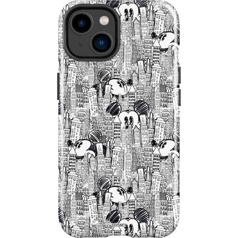 Disney Mickey Mouse Cityscape Sketch iPhone 14 Plus Impact Case