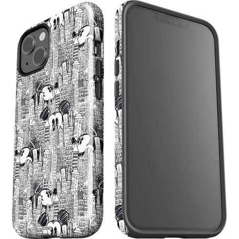 Disney Mickey Mouse Cityscape Sketch iPhone 14 Plus Impact Case