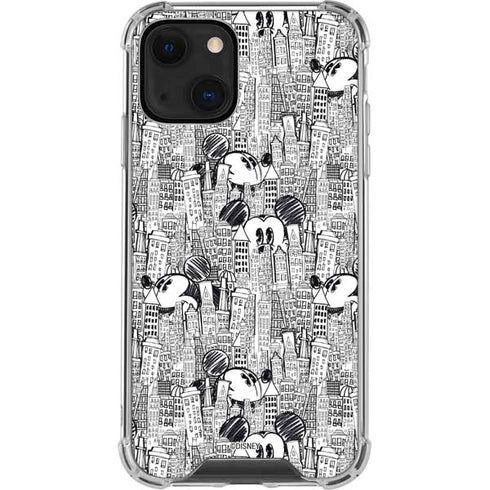 Disney Mickey Mouse Cityscape Sketch iPhone 14 Plus Clear Case
