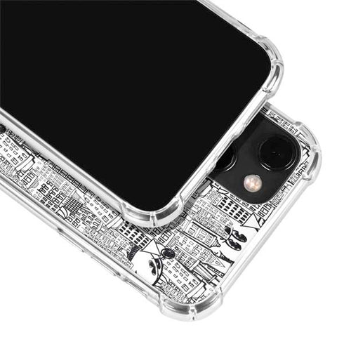 Disney Mickey Mouse Cityscape Sketch iPhone 14 Plus Clear Case