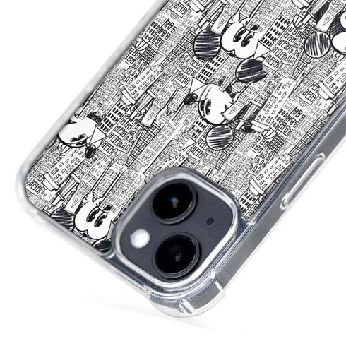 Disney Mickey Mouse Cityscape Sketch iPhone 14 Plus MagSafe Case