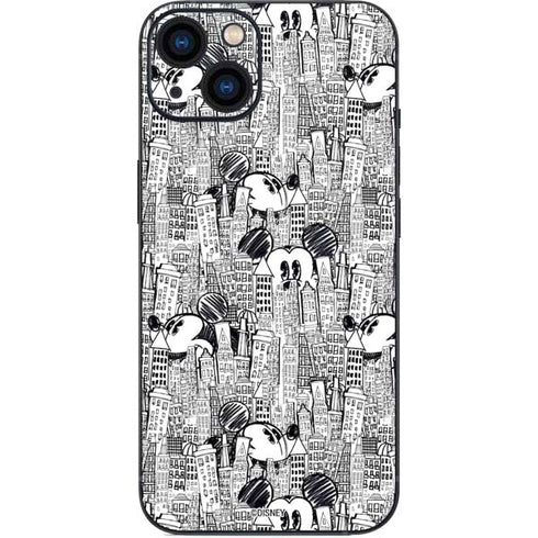 Disney Mickey Mouse Cityscape Sketch iPhone 14 Plus Skin