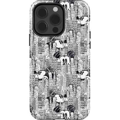 Disney Mickey Mouse Cityscape Sketch iPhone 15 Pro Impact Case