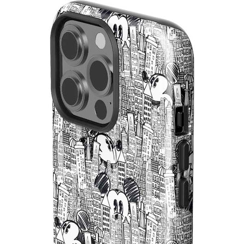 Disney Mickey Mouse Cityscape Sketch iPhone 15 Pro Impact Case