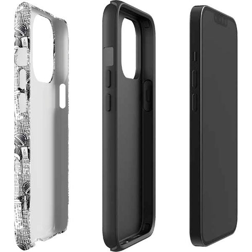 Disney Mickey Mouse Cityscape Sketch iPhone 14 Pro Impact Case