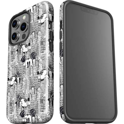Disney Mickey Mouse Cityscape Sketch iPhone 14 Pro Impact Case