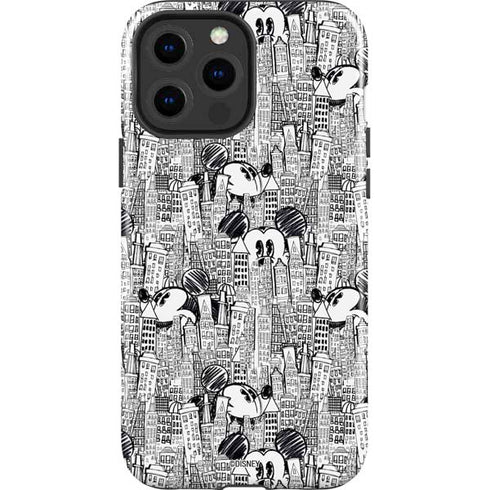 Disney Mickey Mouse Cityscape Sketch iPhone 15 Pro Max Impact Case