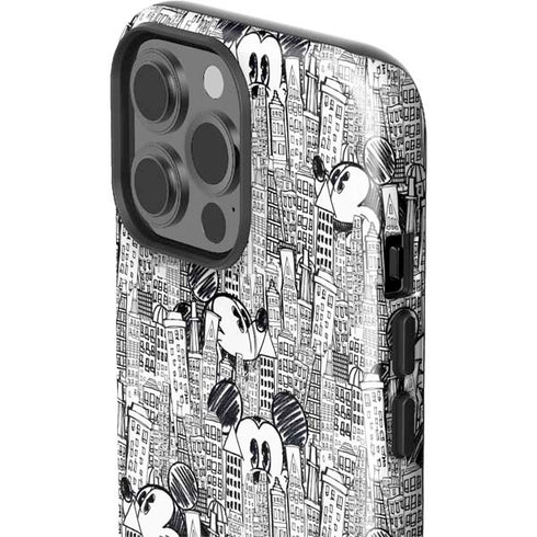 Disney Mickey Mouse Cityscape Sketch iPhone 14 Pro Max Impact Case