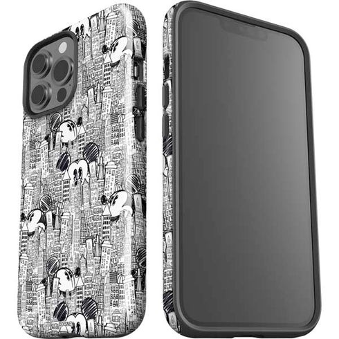 Disney Mickey Mouse Cityscape Sketch iPhone 14 Pro Max Impact Case
