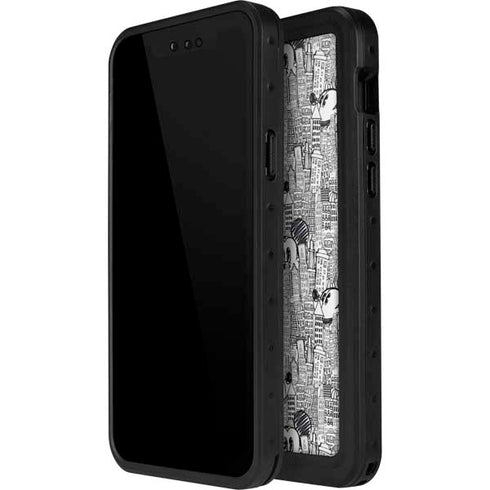 Disney Mickey Mouse Cityscape Sketch iPhone 14 Pro Max Waterproof Case