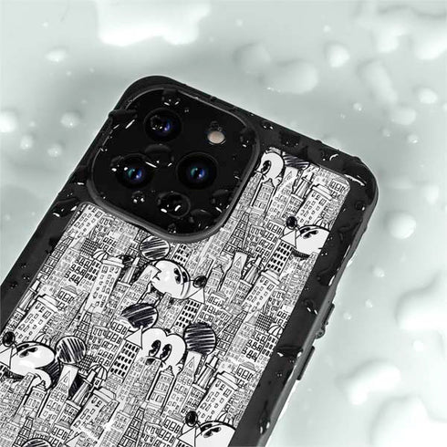 Disney Mickey Mouse Cityscape Sketch iPhone 14 Pro Max Waterproof Case