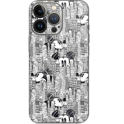 Disney Mickey Mouse Cityscape Sketch iPhone 14 Pro Skin