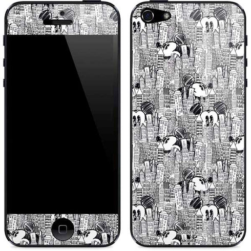 Disney Mickey Mouse Cityscape Sketch iPhone 5/5s/5SE Skin