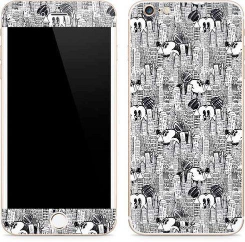 Disney Mickey Mouse Cityscape Sketch iPhone 6/6s Plus Skin