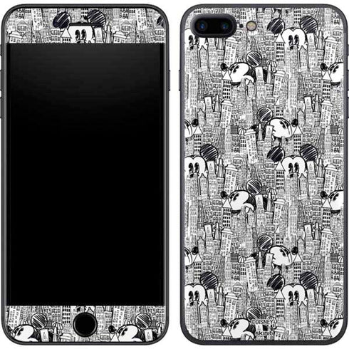 Disney Mickey Mouse Cityscape Sketch iPhone 7 Plus Skin