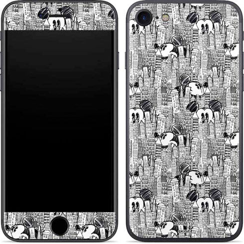 Disney Mickey Mouse Cityscape Sketch iPhone 7 Skin