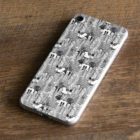 Disney Mickey Mouse Cityscape Sketch iPhone 7 Skin