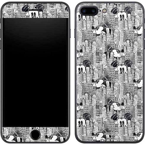 Disney Mickey Mouse Cityscape Sketch iPhone 8 Plus Skin